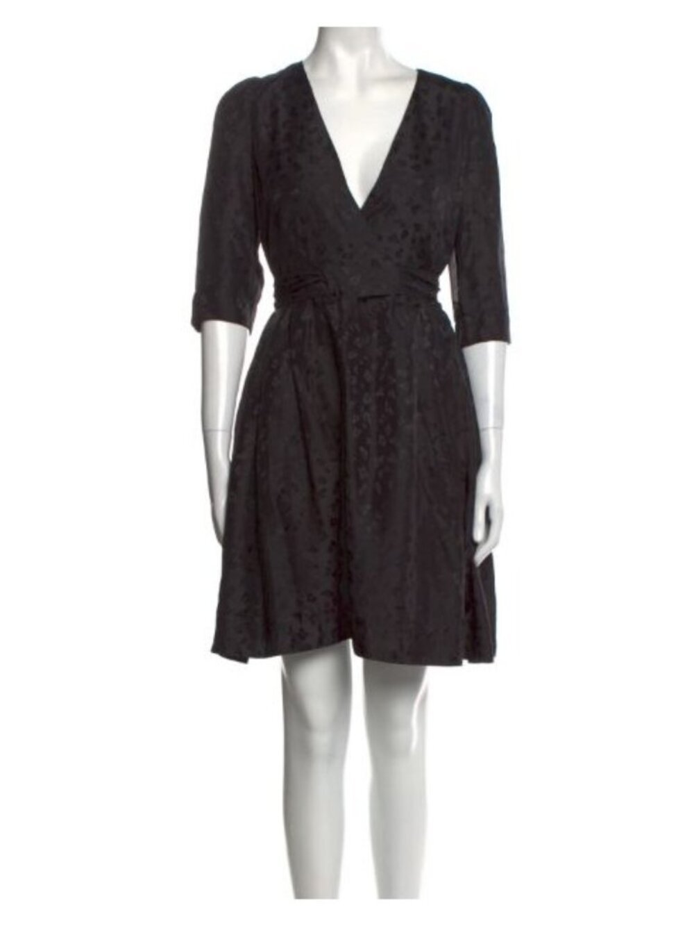 See By Chloe Black Silk Sash-Tie Printed Dress